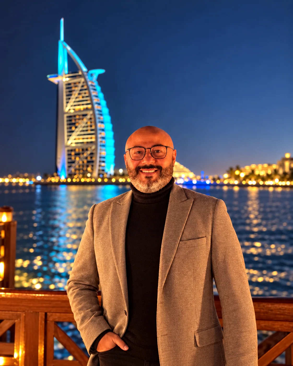 Karim Serageldin with the Burj Al Arab in the background